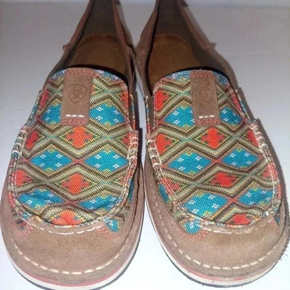 Ariat Cruiser Saddle Tan Suede/Aztec Print Shoe Womens 9.5 B - Picture 9 of 10